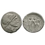 Republican Coins - L Memmius - Dioscuri Denarius