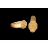 Post Medieval Gold Betrothal Signet Ring with 'CH'