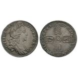 English Milled Coins - William III - 1697 - Sixpence