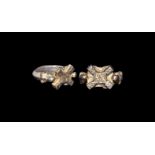 Medieval Gilt Ring with Heads
