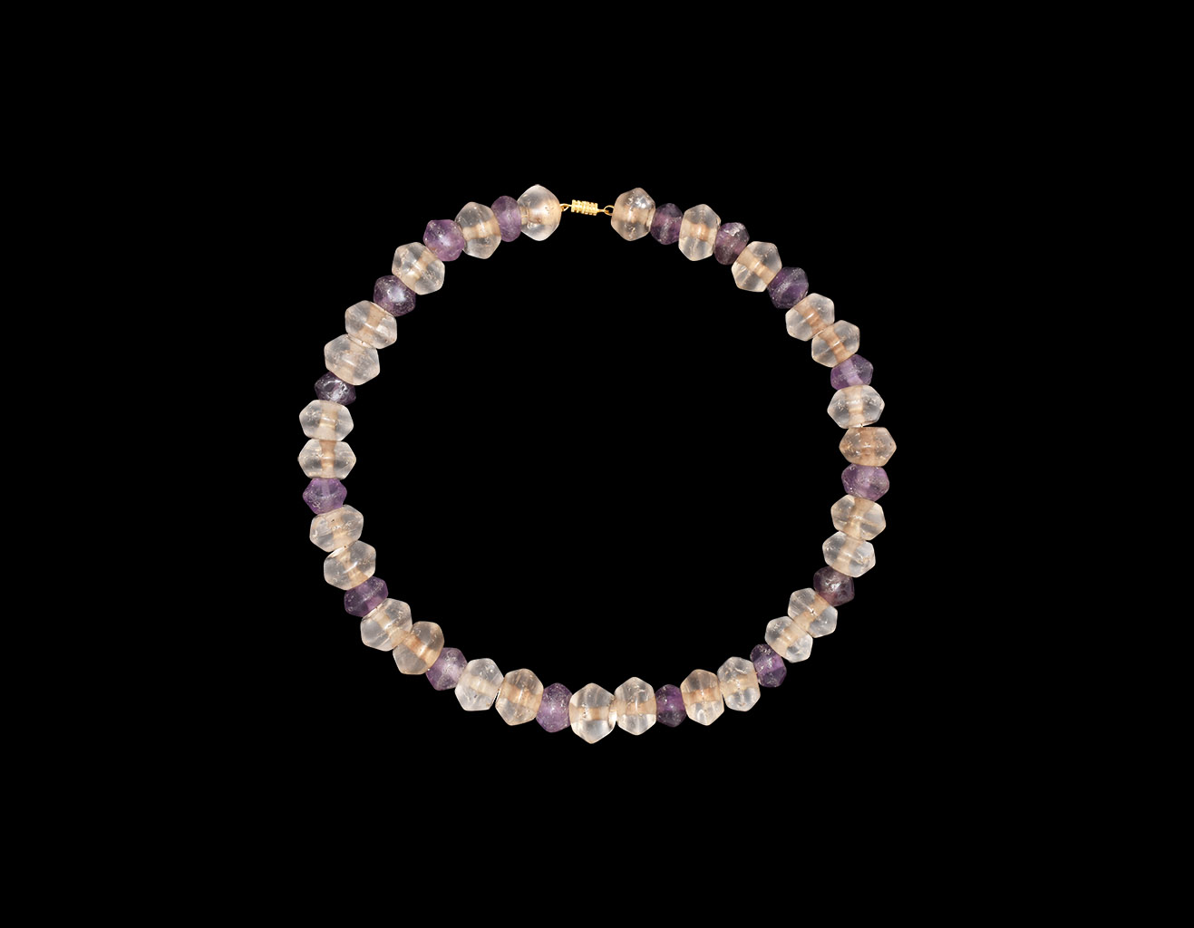 Egyptian Amethyst and Crystal Bead Necklace