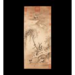 Chinese Scroll Painting with Birds and Tree