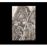 Chinese Scroll Painting with Waterfall