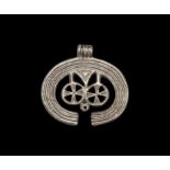 Roman Style Lunate Pendant with Wheels