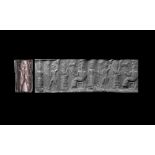 Old Babylonian Cylinder Seal - Figures & Cuneiform