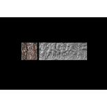 Western Asiatic Cylinder Seal with Rearing Lions