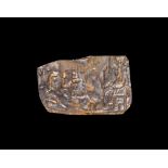 Egyptian Gold Repoussé Plaque with Hathor Scene