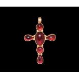 Post Medieval Gold Cross with Garnets