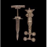 Iron Age Celtic Inlaid Dagger and Scabbard