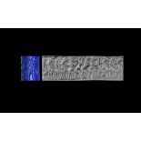 Early Dynastic Lapis Cylinder Seal - Combat Scene