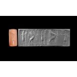 Neo-Babylonian Cylinder Seal with Kilted Figure