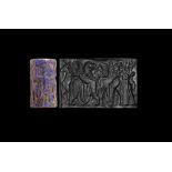Akkadian Cylinder Seal with Lions and Bull-Man