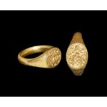 Post Medieval Gold Armorial Signet Ring