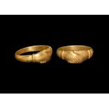 Post Medieval Gold Clasped Hands Ring