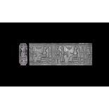 Elamite Cylinder Seal with Figures and Inscription