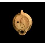 Roman Oil Lamp with Gladiator