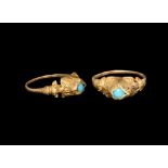 Post Medieval Gold Ring with Turquoise Cabochon