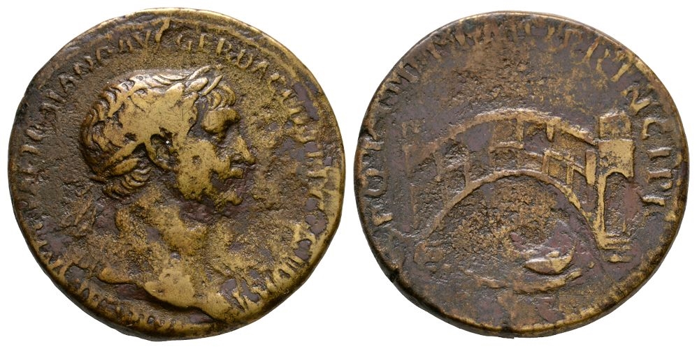 Roman Imperial Coins - Trajan - Bridge Sestertius