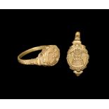 Post Medieval Gold Wine Maker's Signet Ring