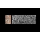 Old Akkadian Cylinder Seal with Combat Scene