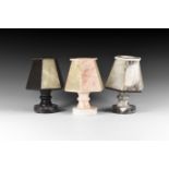 Natural History - Carved Stone Candle Lantern Trio