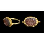 Roman Style Gold and Carnelian Intaglio Finger Ring