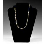 Roman Gold and Blue Bead Necklace