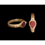 Roman Gold Ring with Teardrop Garnet