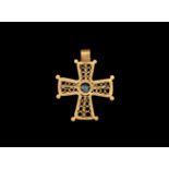 Byzantine Gold Openwork Cross Pendant