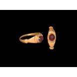 Roman Gold Ring with Bust Intaglio