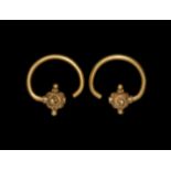 Byzantine Heavy Gold Decorated Earring Pair