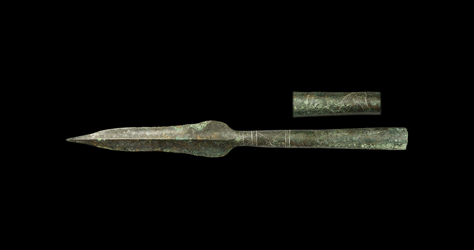 Bronze Age Decorated Spearhead with Horse