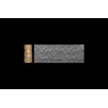 Ur III Cylinder Seal with Anzu and Boat God