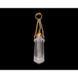 Byzantine Rock Crystal Phial with Gold Fittings