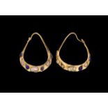 Roman Gold Crescent Earring Pair