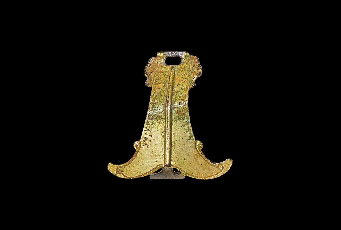 Anglo-Saxon Gilt Harness Pendant with Dragons