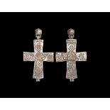 Byzantine Gilt Engraved Reliquary Cross Pendant