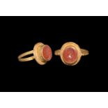 Roman Gold Ring with Male Bust Intaglio