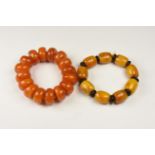 Chinese Amber-Coloured Bead Bracelet Pair