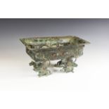 Chinese Rectangular Vessel with Inscription