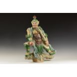 Chinese Very Large Guan Yu Figure with Parasol