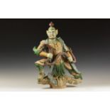 Chinese Very Large Guan Yu Figure with Serpent