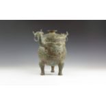 Chinese Large Lidded Ding Vessel