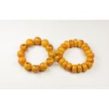 Chinese Amber-Coloured Bead Bracelet Pair