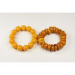 Chinese Amber-Coloured Bead Bracelet Pair