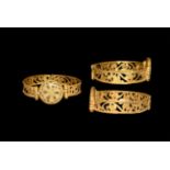 Byzantine Gold Chi-Rho Hinged Bracelet