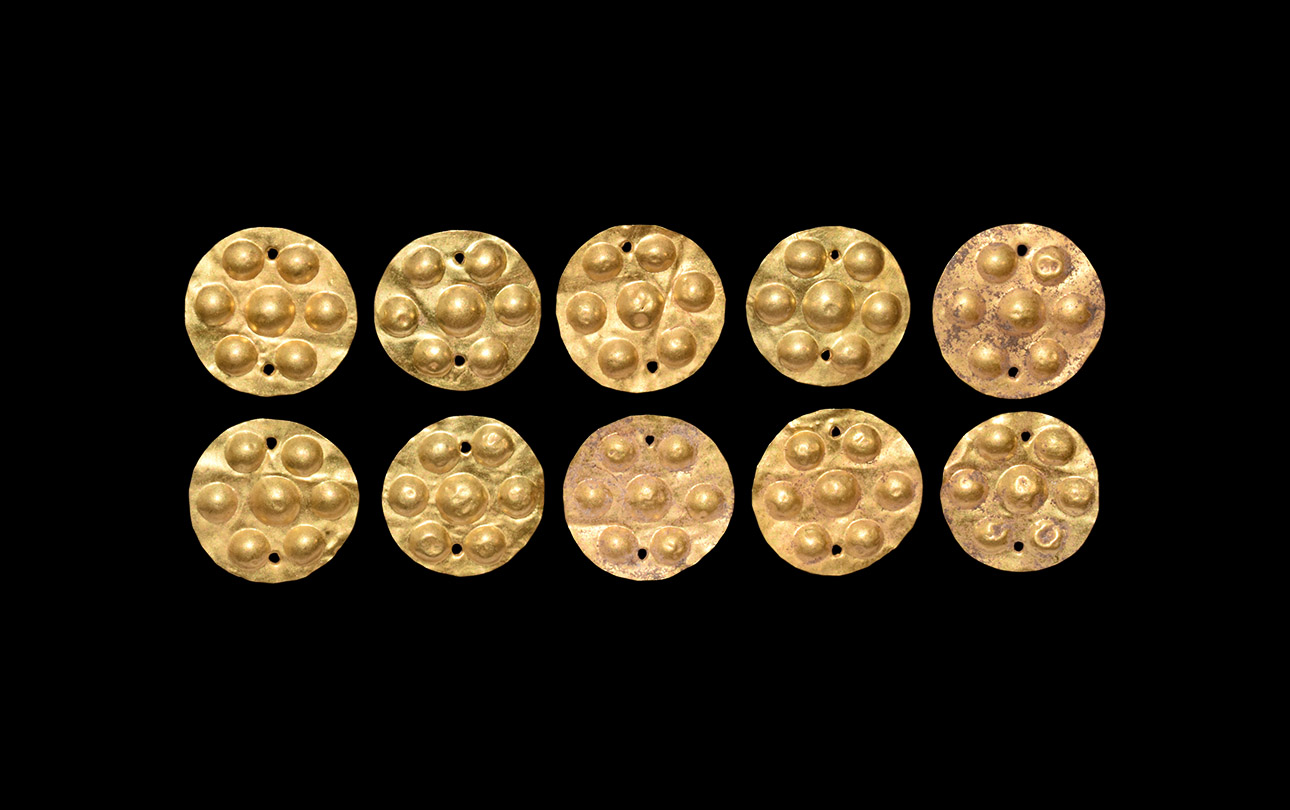 Greek Gold Shield-Shaped Plaque Group