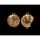 Byzantine Enamelled Gold Pendant Pair