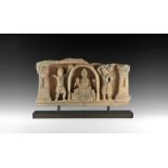 Gandharan Buddha with Attendants Panel