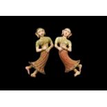 Indian Dancing Temple Figure Pair